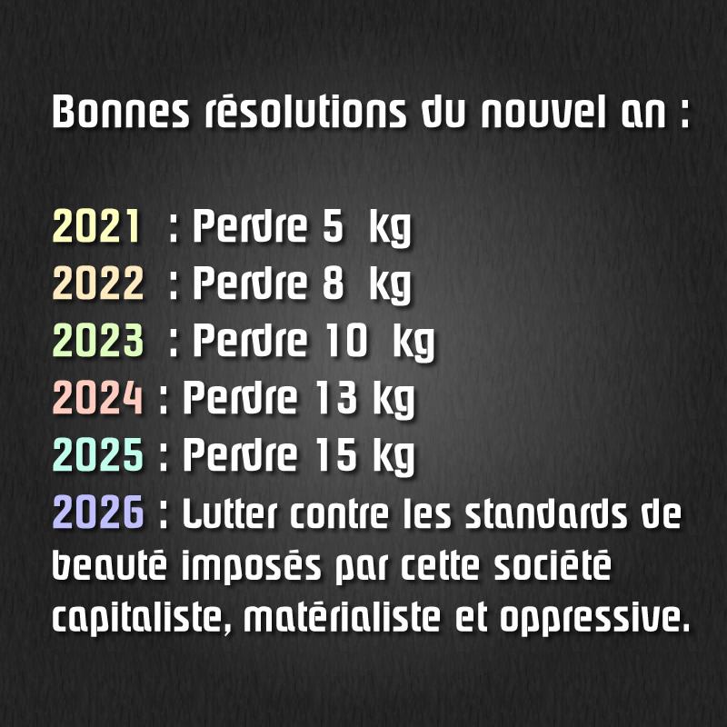 Image drôle: Bonnes résolutions 2027, je veux perdre 10 KG. !!