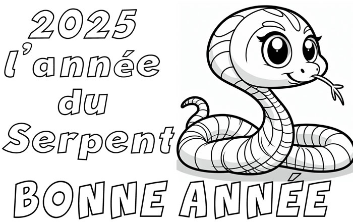 Image avec serpent mignon à la bouche fumante avec des vœux de bonne année.