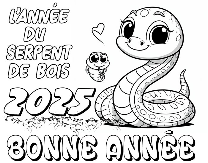 Image avec serpent mignon à la bouche fumante avec des vœux de bonne année.