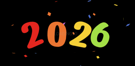 Animation avec le numéro 2027 avec confettis colorés