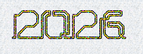 gif animé avec 2026 fait avec des lumières de Noël multicolores