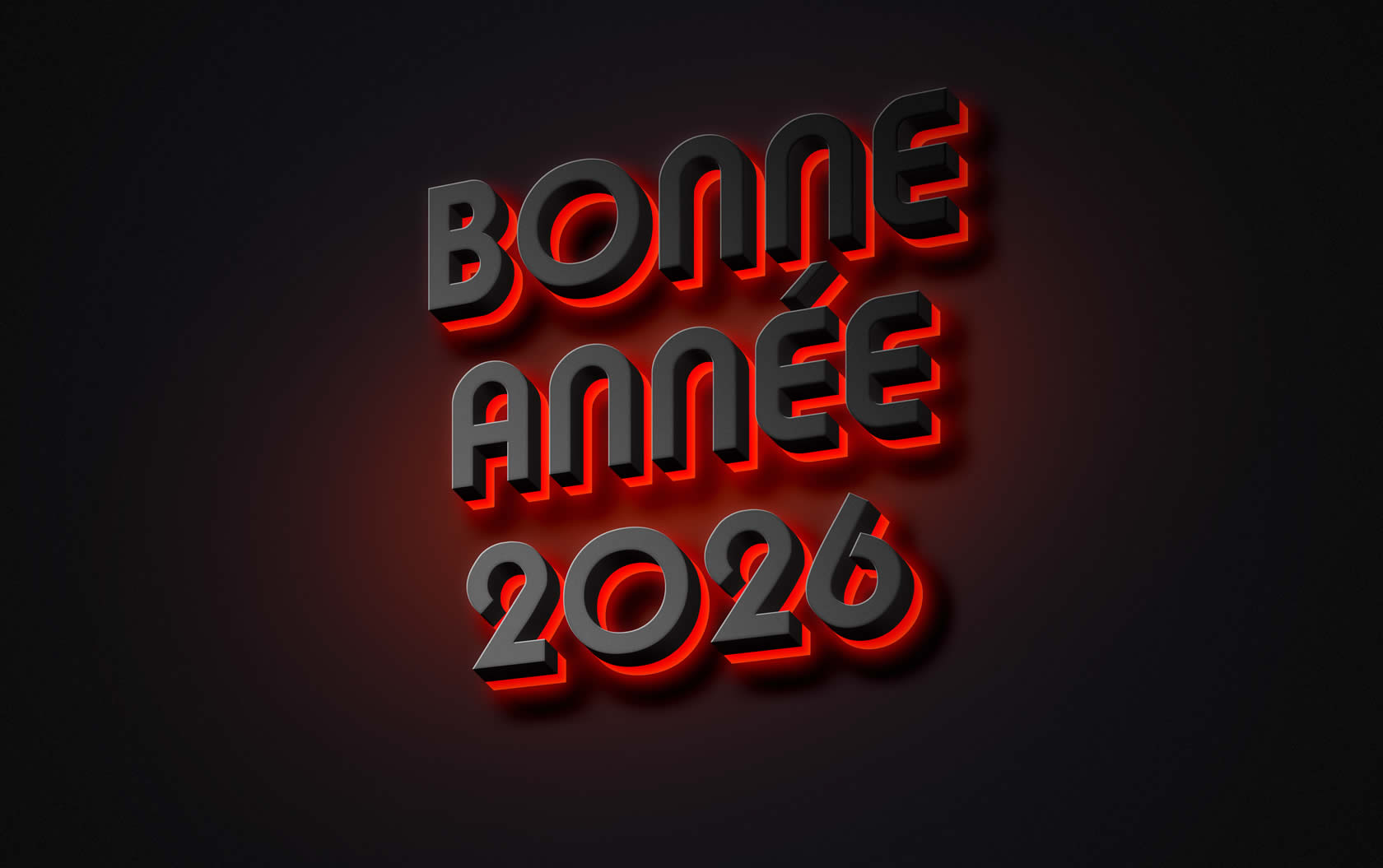 carte de voeux Bonne année 2027 illuminé en rouge au dos
