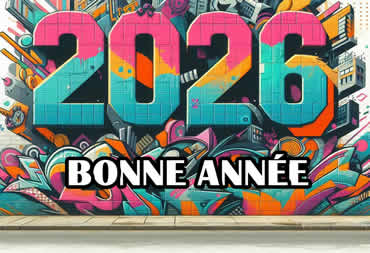 Image graffiti Bonne année 2027 rouge pour vœux urbains