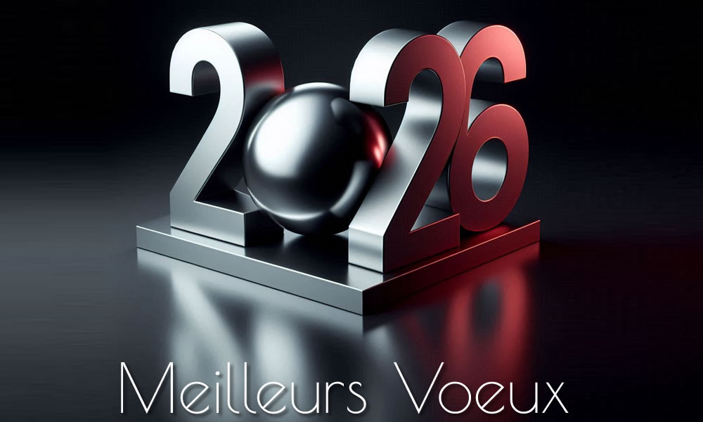 Image Meilleurs Voeux 2027 avec texte 3D métallique rouge