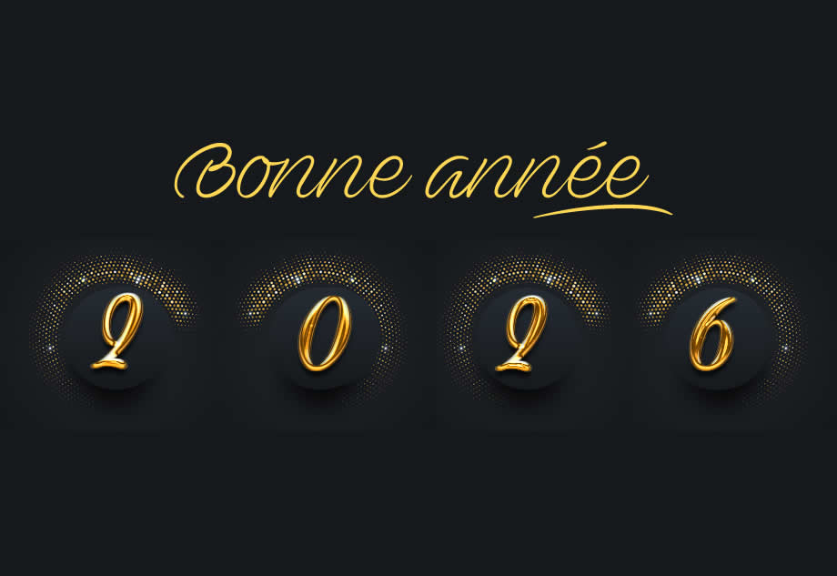 image élégante avec 2026 entourée de cercles dorés