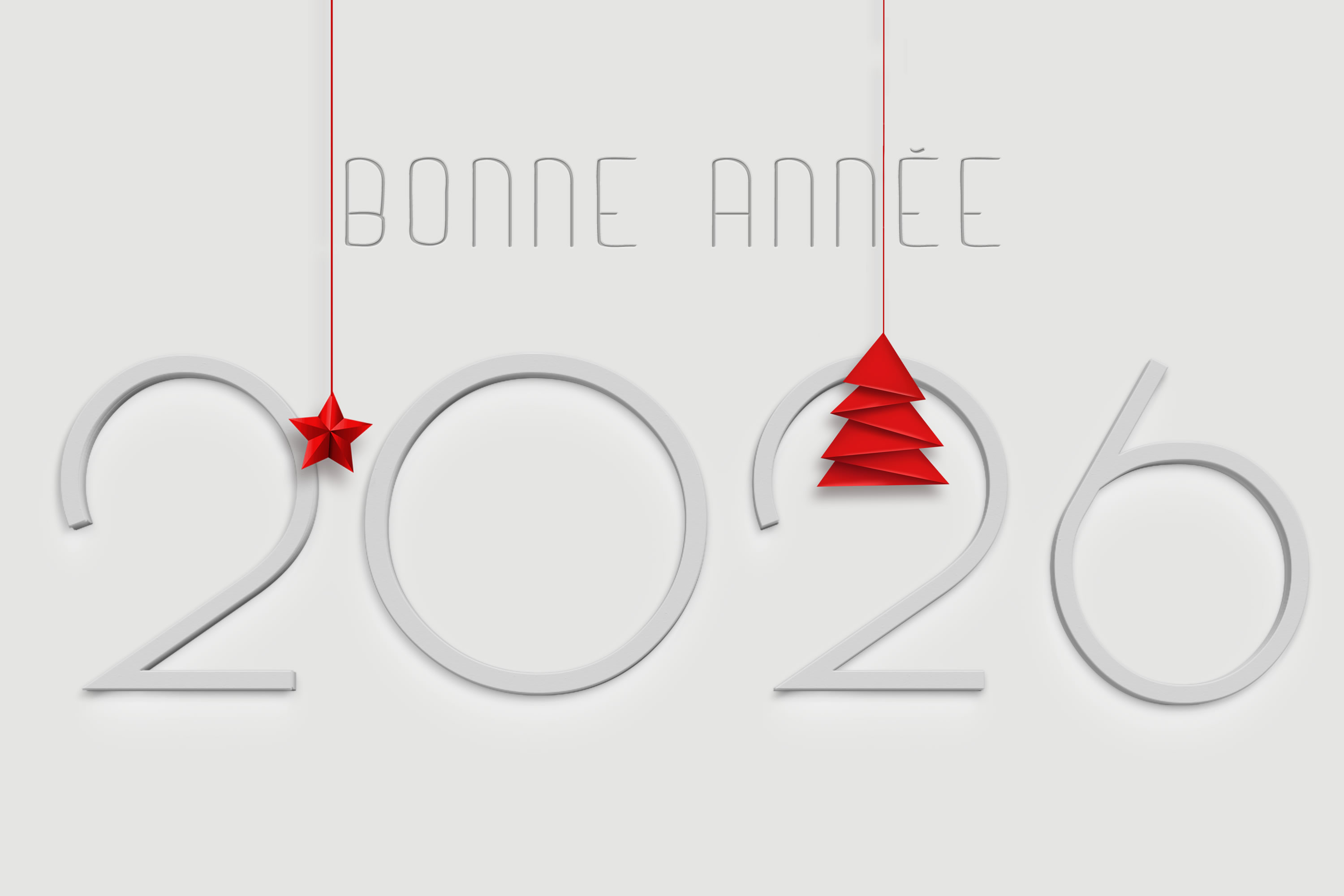 Image bonne année 2027 avec sapin de noël rouge