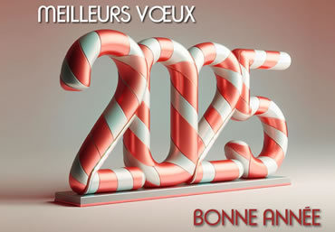 Vœux Bonne année 2025 avec canne en bonbon