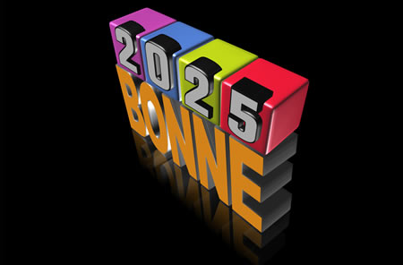 Vœux Bonne année 2025 avec cubes colorés